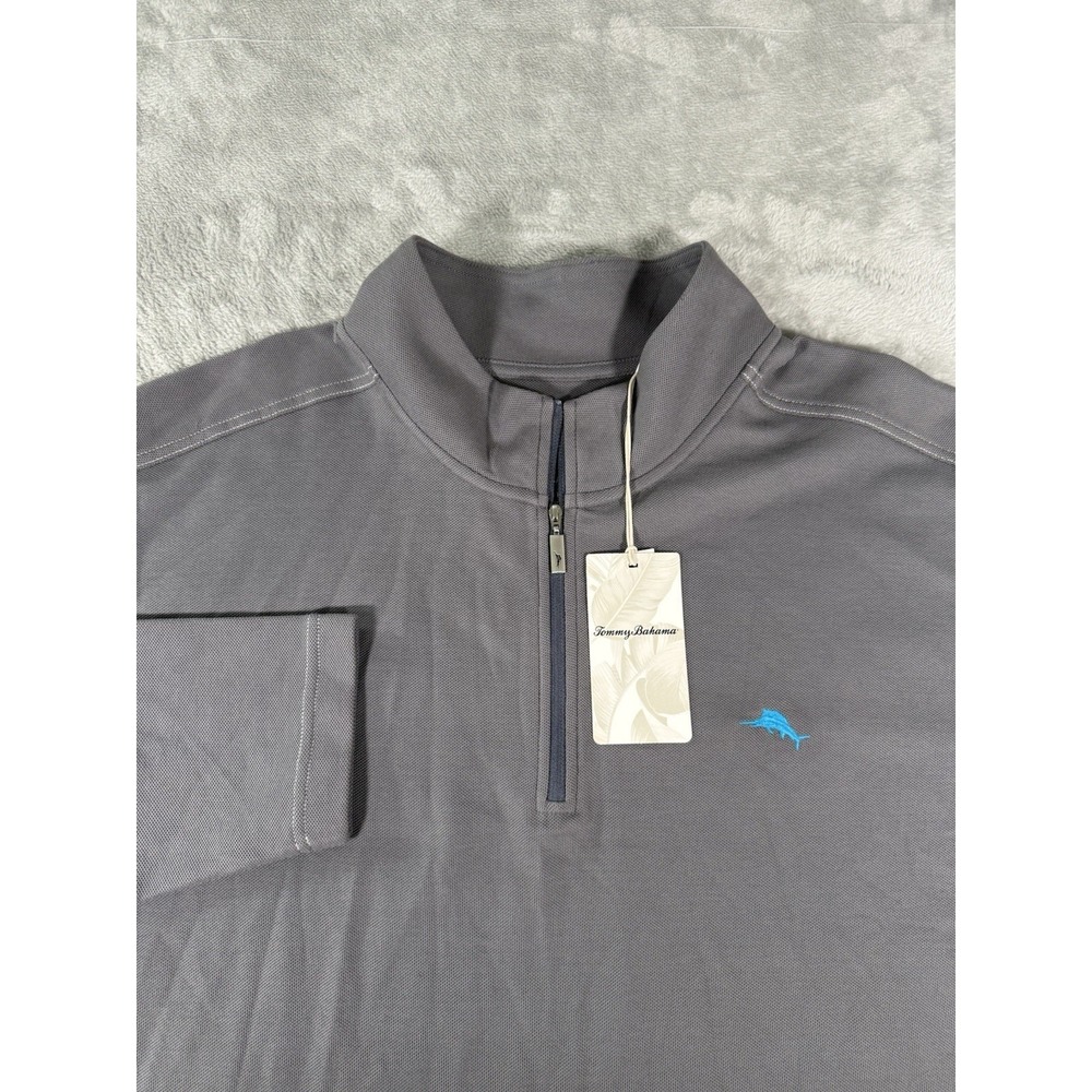 Tommy Bahama Sweater Mens 2XL Grey Emfielder 2.0 Supima Island Zone 1/2 Zip NWT